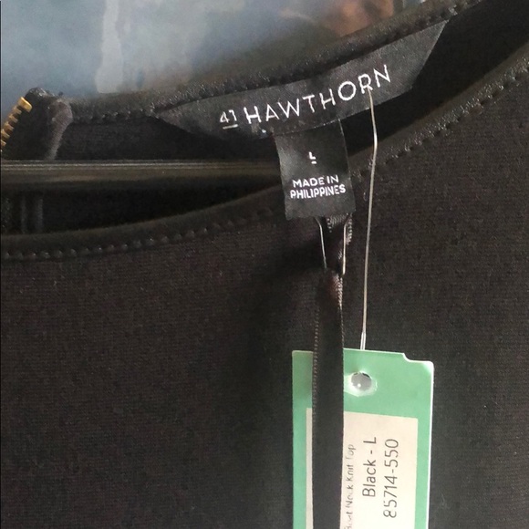 41 Hawthorn Lotheadda faux leather trim boat neck - Picture 4 of 5